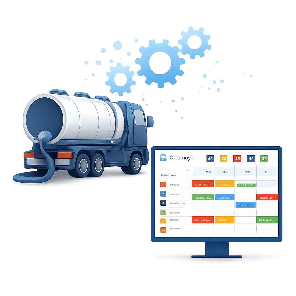 Afbeelding ruimdienst vrachtwagen met planningsmodule
